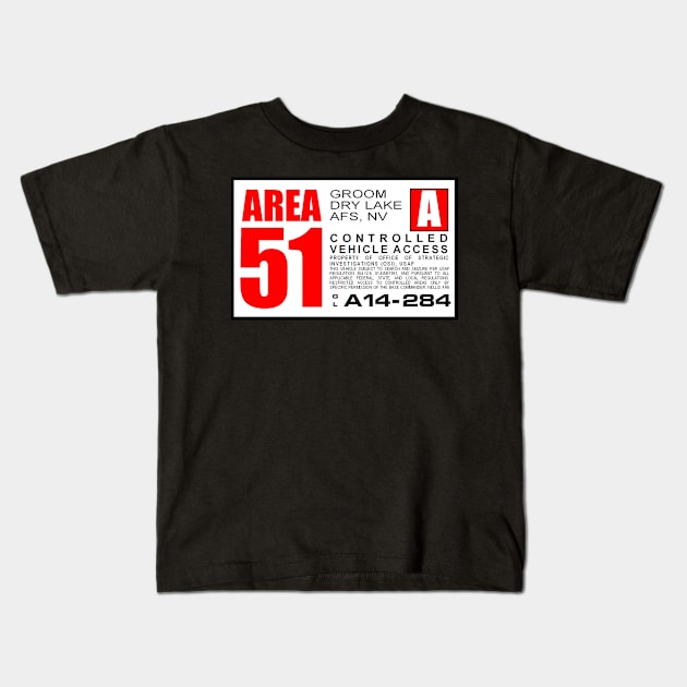 Area 51 Perimiter Warning Sign - Red Kids T-Shirt by Starbase79